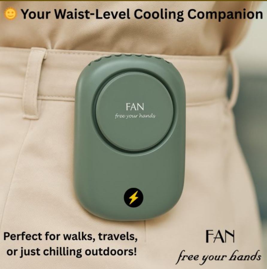 Portable Waist Hanging Fan Mini Neck Fans with Adjustable Bladeless USB Rechargeable Sports Cooling Fan